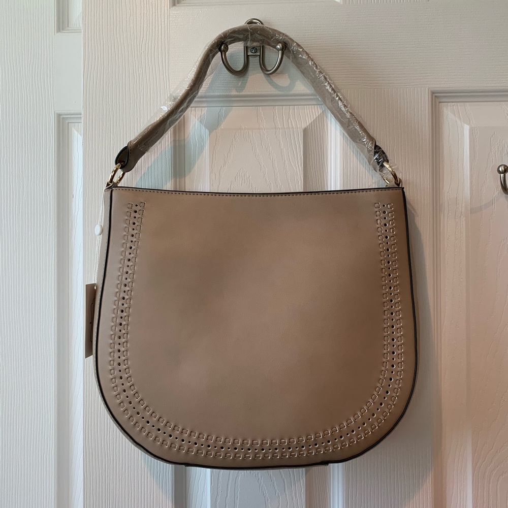 NWT Mud-pie beige faux leather bag